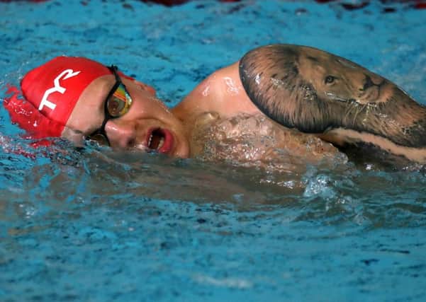 Adam Peaty trains in Stirling ahead of Glasgow 2018. Picture: Andrew Milligan/PA Wire