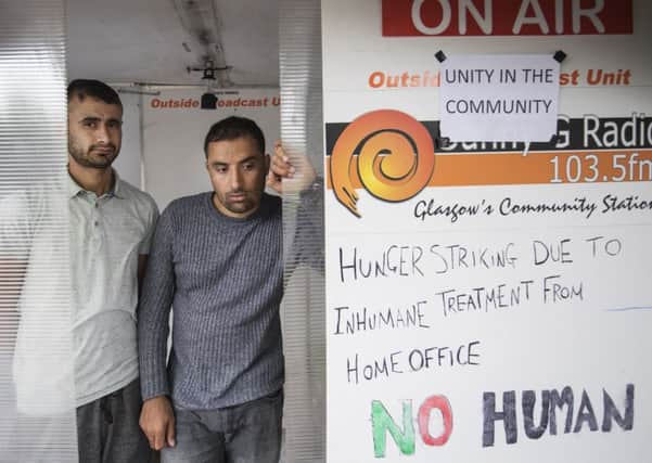 Rahman Shah, left, and Mirwais Ahmadzai are on hunger strike. Picture: John Devlin