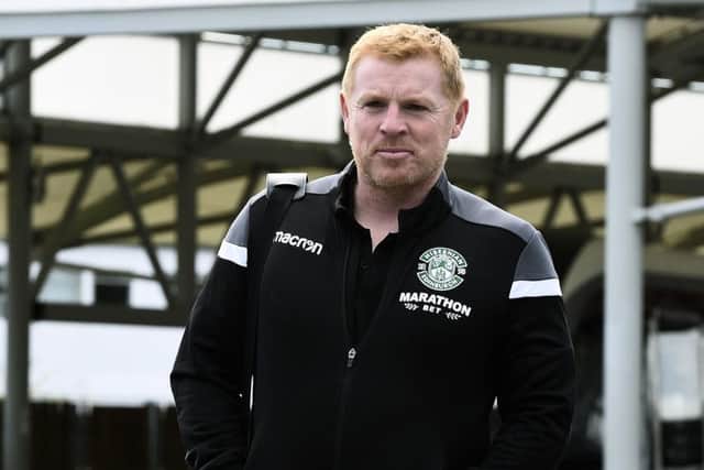 Neil Lennon at Edinburgh Airport before flying out to Greece. Picture: Lisa Ferguson