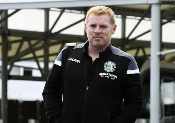 Neil Lennon at Edinburgh Airport before flying out to Greece. Picture: Lisa Ferguson