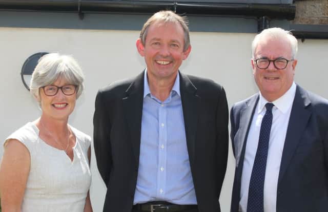 Departing pperations director Mike Crozier (centre) photographed with his successor Diana MacLean and chief executive, Mike Bruce. Picture: Contributed