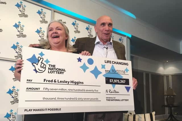 Lesley and Fred Higgins have claimed their Â£57m lotto win. Picture: TSPL