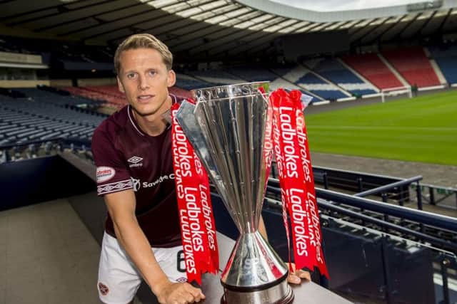 Christophe Berra was at Hampden yesterday to promote the start of the Ladbrokes Premiership season this weekend. Picture: SNS.