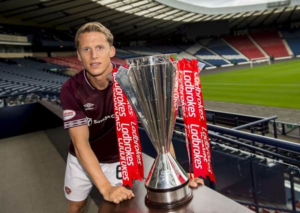 Christophe Berra was at Hampden yesterday to promote the start of the Ladbrokes Premiership season this weekend. Picture: SNS.