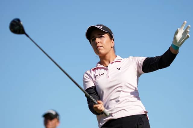 Englands Georgia Hall tees off at the 18th in her first round at the Womens British Open at Lytham. Picture: Richard Heathcote/Getty