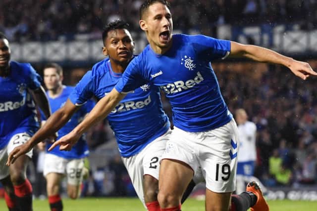 Nikola Katic celebrates scoring against Osijek. Picture: SNS Group