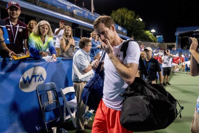 Andy Murray can't hide his emotion after a tough victory over Marius Copil. Picture: AP