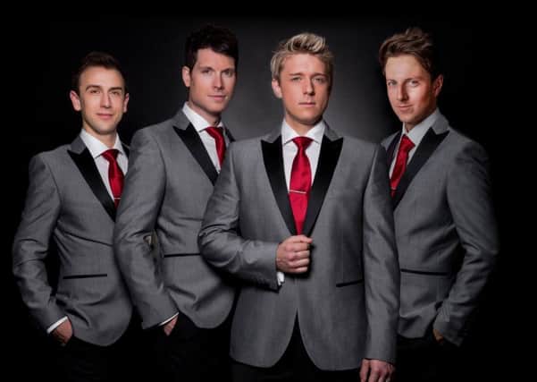 The members of G4 are: Jonathan Ansell, Mike Christie, Nick Ashby and Lewis Raines. They are performing at Rothes Halls, Glenrothes on September 3.