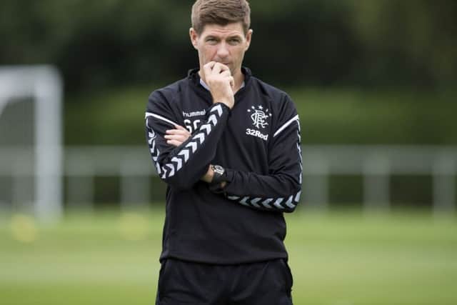 A pensive
Rangers manager Steven Gerrard oversees training. Picture: Rob Casey/SNS