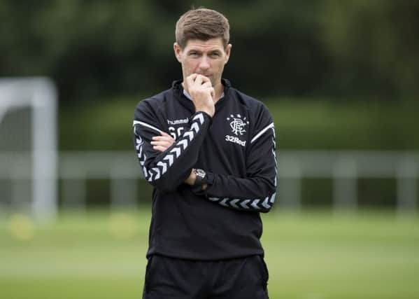 A pensive 
 Rangers manager Steven Gerrard oversees training. Picture: Rob Casey/SNS