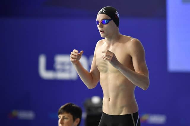 Duncan Scott is pictured prior to his 100m freestyle heat. Picture: SNS Group