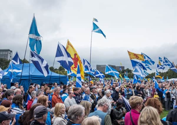 Scottish independence supporters during a rally at Glasgow Green. Picture: John Devlin