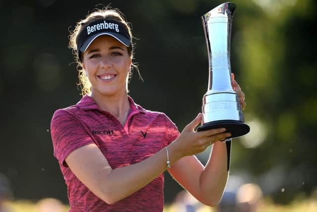 Georgia Hall poses with her trophy after winning the Ricoh Women's British Open. Picture: Getty Images