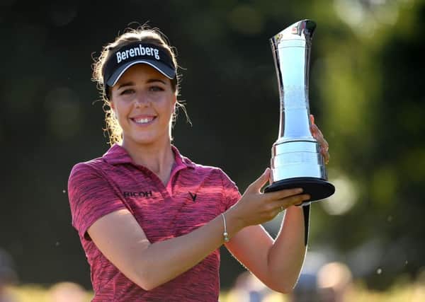 Georgia Hall poses with her trophy after winning the Ricoh Women's British Open. Picture: Getty Images