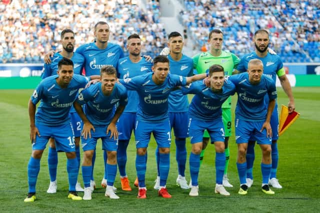 Zenit line up ahead of a Russian Premier League match with Arsenal Tula earlier this month. Picture: Getty Images