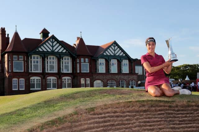 Georgia Hall, with her British Ladies Open trophy, is only the third home player to win that event. Picture: PA