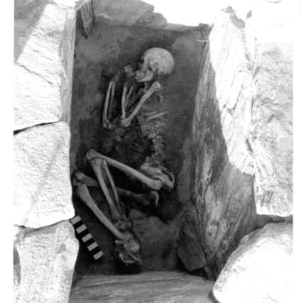 Bronze Age burial of young man in a cist beneath the cairn at the Udal. PIC: Copyright Udal Project Archive.