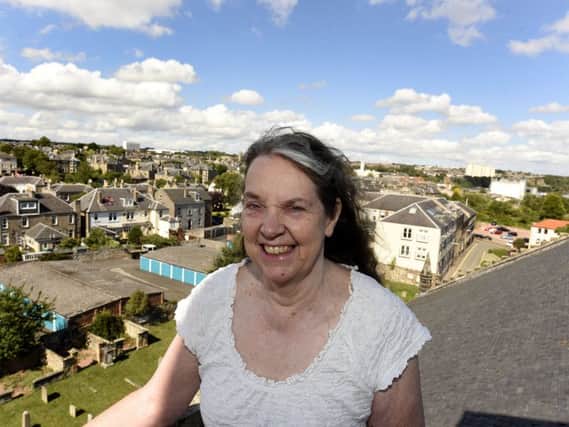 Rosemary Potter at the top of the tower. Pics by Walter Neilson