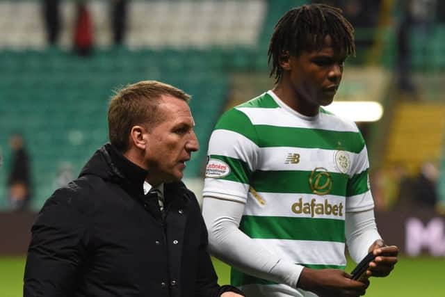 Brendan Rodgers pictured with defender Dedryck Boyata, who has been the subject of interest from Fulham. Picture: SNS Group