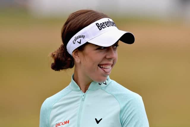 Georgia Hall, pictured in her practice round at Gleneagles, has hardly stopped smiling since winning the Women's British Open on Sunday. Picture: Mark Runnacles/Getty