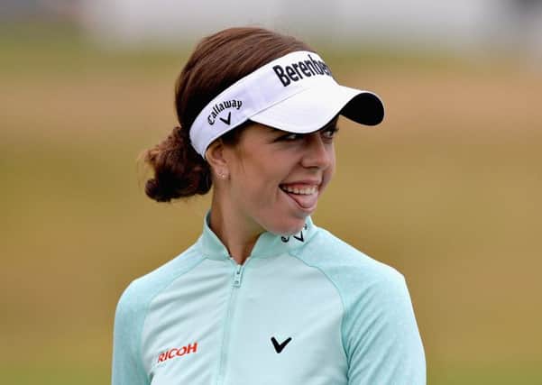 Georgia Hall, pictured in her practice round at Gleneagles, has hardly stopped smiling since winning the Women's British Open on Sunday. Picture: Mark Runnacles/Getty