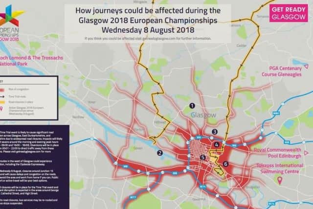 The areas marked red are at risk of congestion. Picture: Glasgow 2018