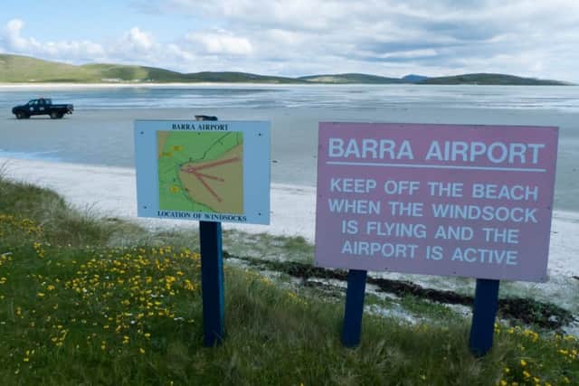 Barra is still the only airport in the world where scheduled flights land on the beach. PIC: Creative Commons/Flickr/Simaron.