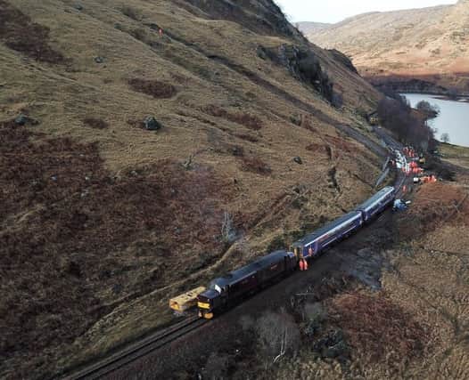 The train derailed on a remote track in Lochaber between Lochailort and Glenfinnan in January