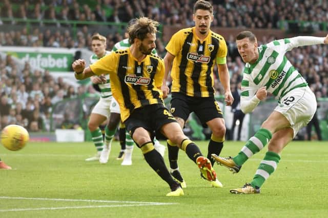 Callum McGregor opened the scoring against AEK Athens but Celtic could not hold on to the lead. Picture: Rob Casey/SNS