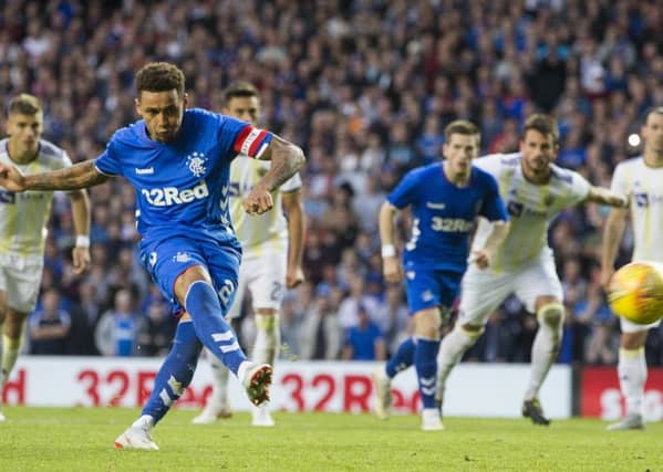 Rangers' James Tavernier scores his side's second goal from the penalty spot. Picture: Jeff Holmes/PA Wire