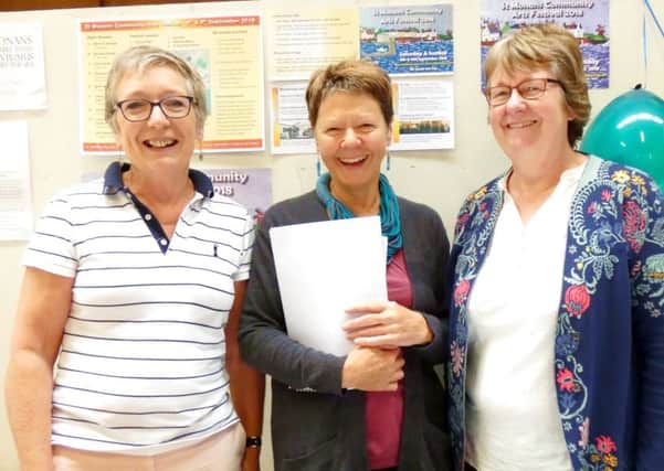 Left to right: Carol Copland (Treasurer), Helen Marshall (Secretary) and Ruth Craib (Chairperson) of St Monans Arts Festival.
