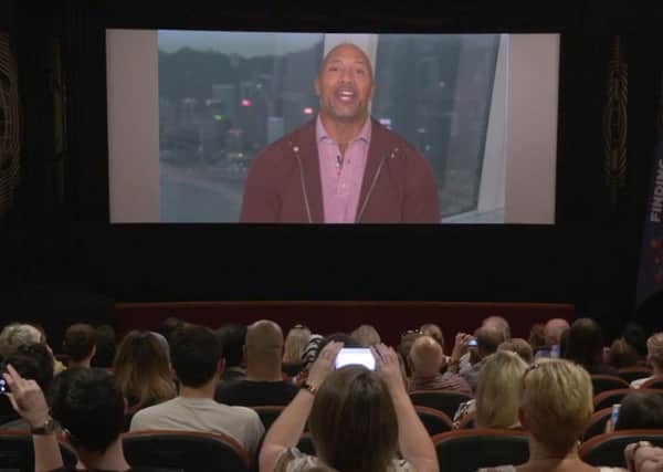 The Rock surprises the audience. Picture: Youtube