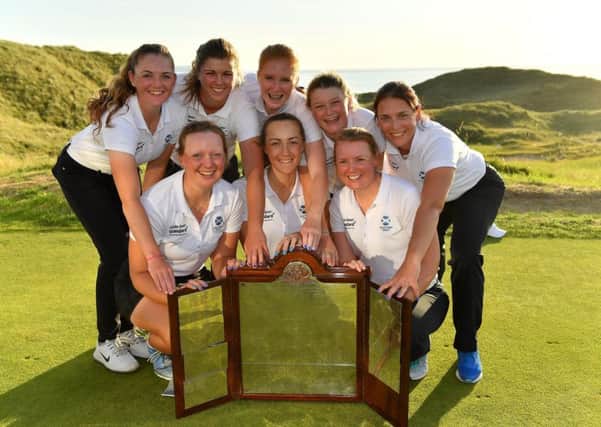 Scotland celebrate winning the Ladies Home Internationals title at Ballybunion, Ireland. Picture: The R&A/Getty Images