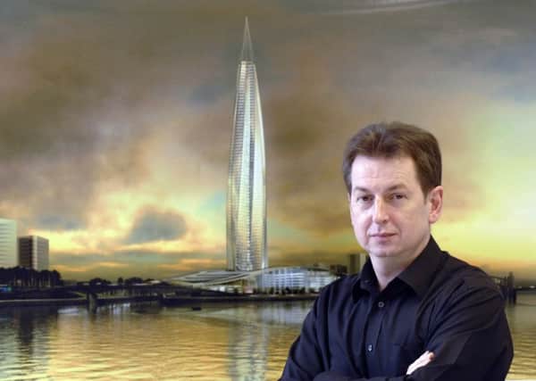 Architect Tony Kettle with his original design concept. Picture: Ian Rutherford