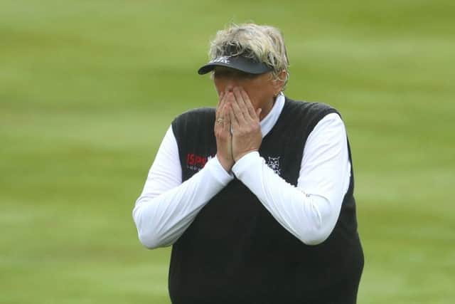 Laura Davies was feeling he cold in the miserable wet weather for the semi-finals in the European Team Championships. Picture: Getty Images