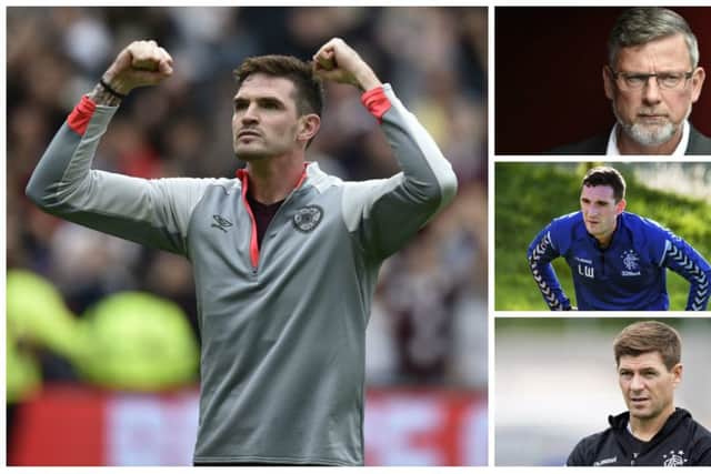 Hearts have now knocked back two bids from Rangers for Kyle Lafferty - the latest involving a cash-plus-player deal, with Lee Wallace offered to the Tynecastle side. Pictures: SNS Group