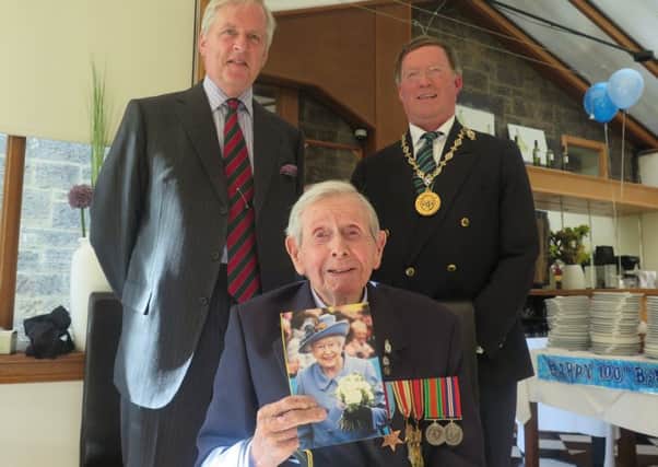 Cllr Peter Smaill. and Lt Col Richard Callander OBE Vice Lord-Lieutenant with Peter on his birthday last Friday