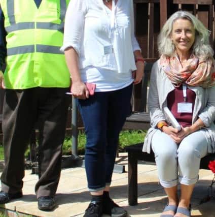 Bute in Bloom's Iain Gillespie (left) with judges Liz Stewart and June Tainsh.