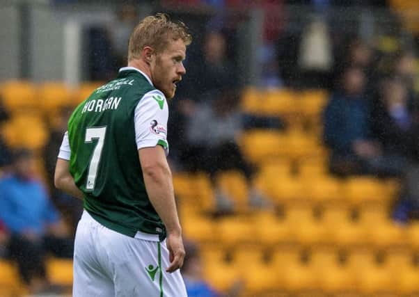 Daryl Horgan made his Hibs debut against St Johnstone, a little over 24 hours after his signing was announced. Picture: SNS Group