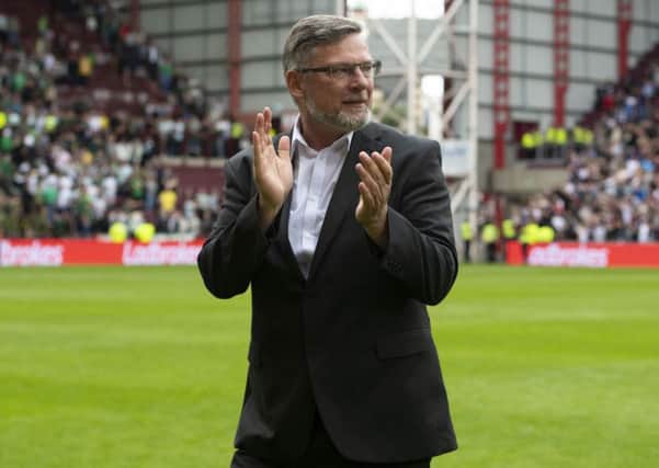 Hearts manager Craig Levein celebrates after his side defeated Celtic at Tynecastle. Picture: SNS