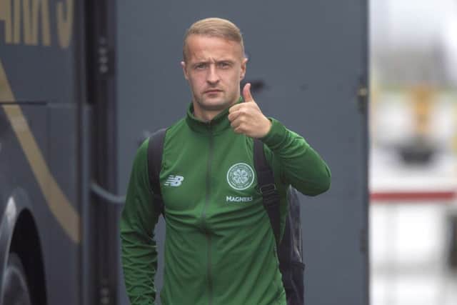 Leigh Griffiths at Glasgow Airport ahead of Celtic's flight to Athens. Picture: Craig Foy/SNS