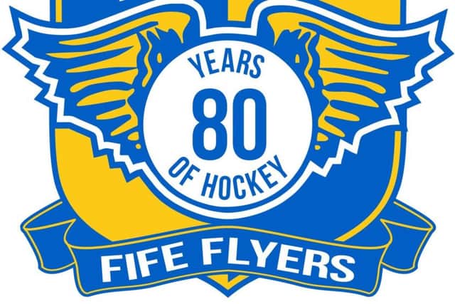 Fife Flyers 80th anniversary season logo, 2018-19