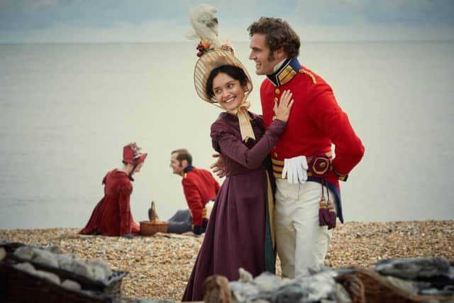 Olivia Cooke as Becky Sharp and Bateman as Captain Rawdon Crawley in ITV's Vanity Fair