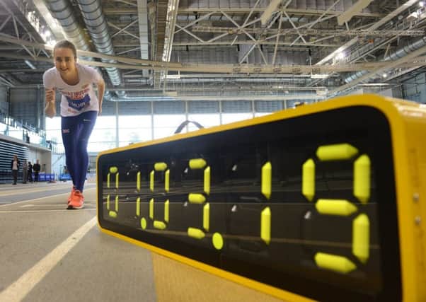 Laura Muir yesterday launched the 200-day countdown to the European Indoors which will be held in Glasgow nest March. Picture: SWNS.