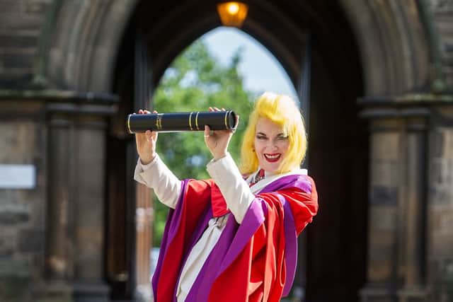 Pam Hogg receives her honorary doctorates of letters from Glasgow School of Art in 2016