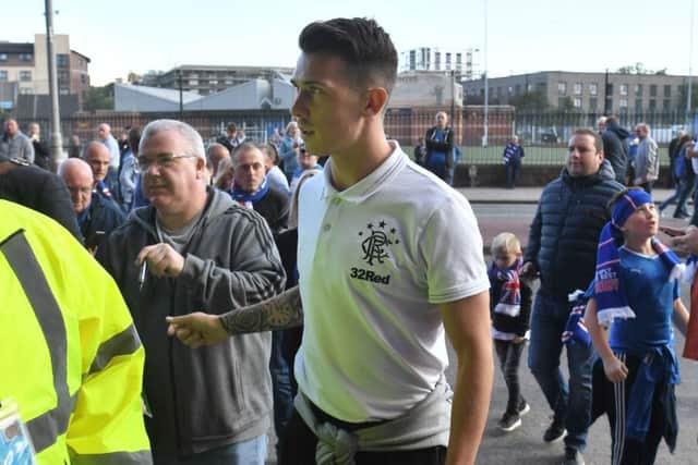 Ryan Jack arriving for last week's first leg clash at Ibrox. Picture: SNS