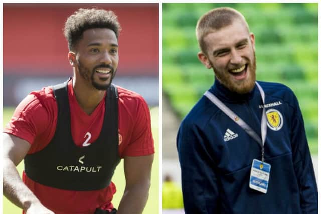 Shay Logan, left and Oli McBurnie revelled in Celtic's Champions League exit. Pictures: SNS Group