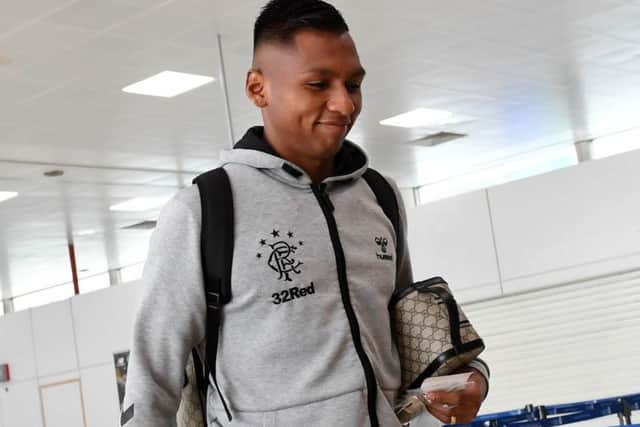 Rangers striker Alfredo Morelos is pictured as the squad depart for Slovenia ahead of their Europa League clash with Maribor. Picture: SNS
