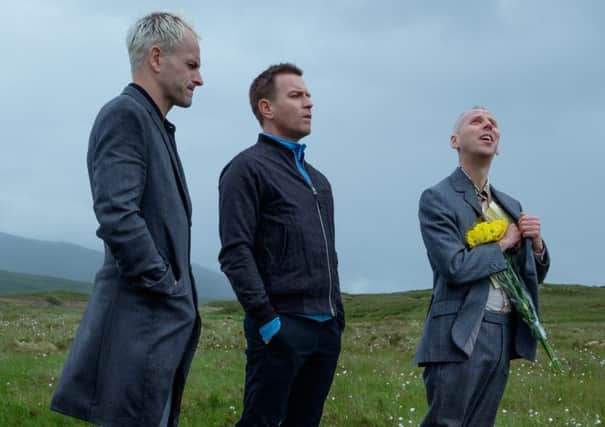 Jonny Lee Miller, Ewan McGregor and Ewen Bremner, as Sick Boy, Renton and Spud, visit Scotlands great outdoors