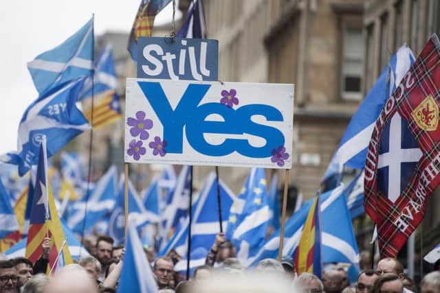 Thousands of pro-independence marchers head through Glasgow in May 2018. Picture: John Devlin